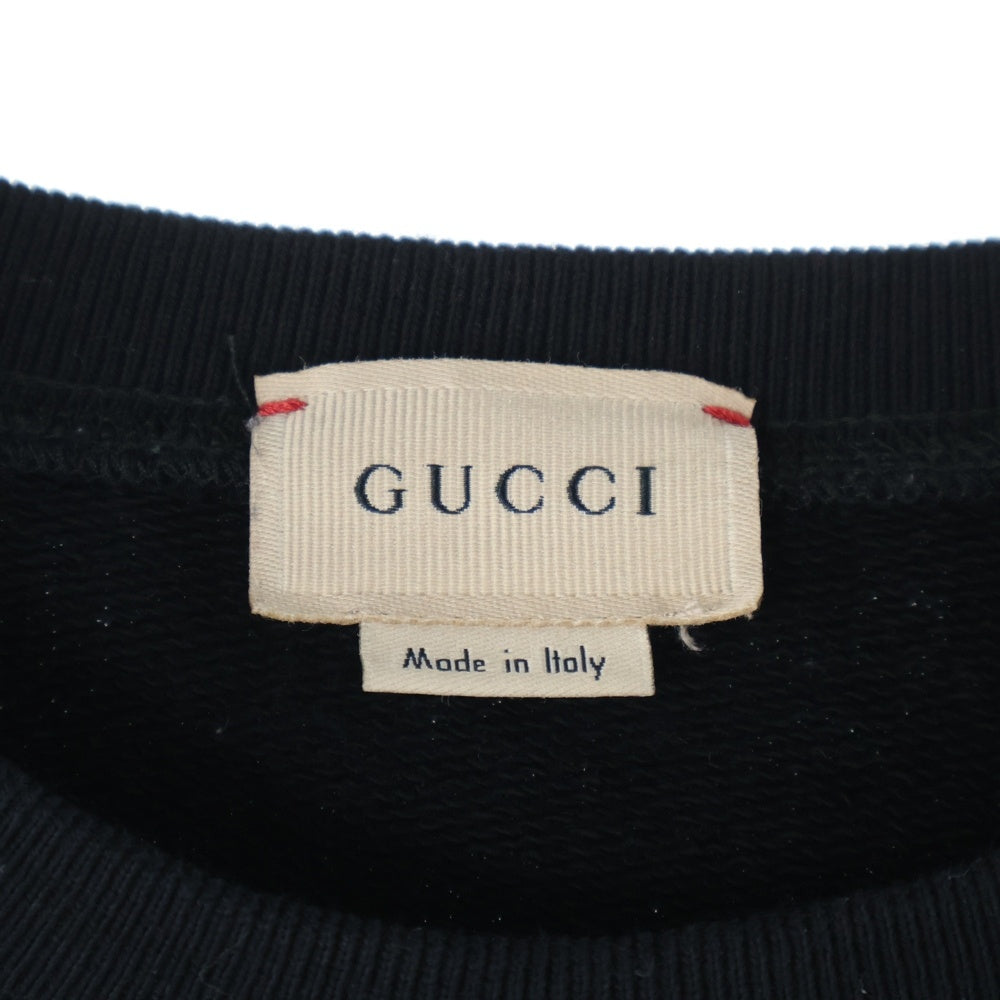 GUCCI(グッチ) フロントロゴプリント クルーネック 長袖スウェット ブラック 627964 XJC7C
