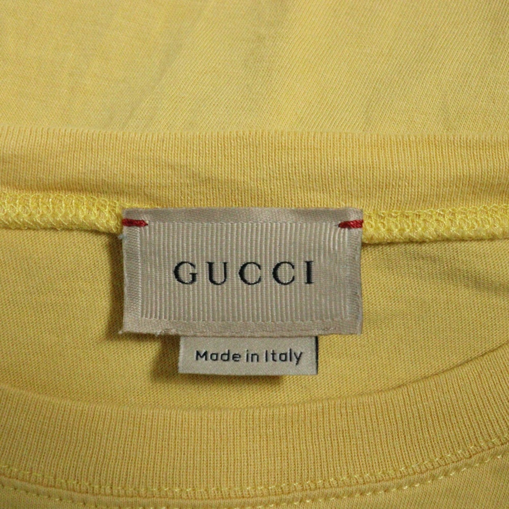 GUCCI(グッチ) フロントロゴアニマルプリント キッズ クルーネック 半袖Tシャツ イエロー 575114 XJEZJ