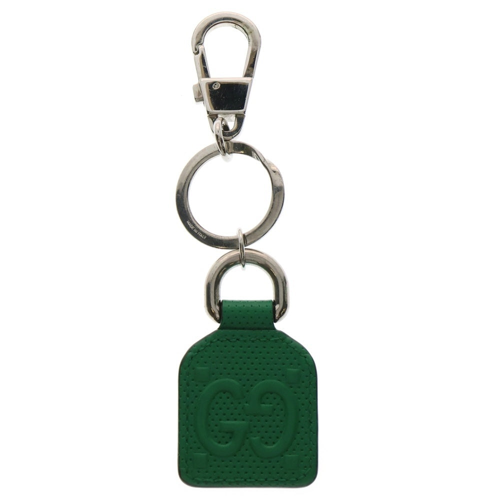 GUCCI(グッチ) GGエンボス レザーキーホルダー グリーン