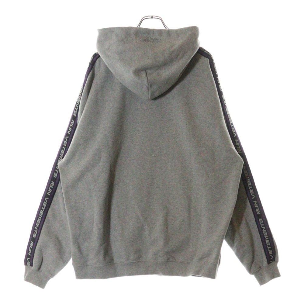 VETEMENTS(ヴェトモン) 21AW LOGO TAPE HOODIE ロゴテープ プルオーバーパーカー グレー UA52TR750G