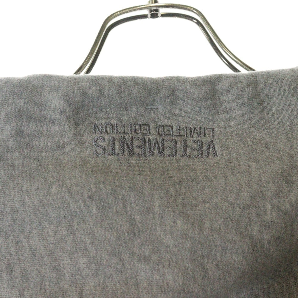 VETEMENTS(ヴェトモン) 21AW LOGO TAPE HOODIE ロゴテープ プルオーバーパーカー グレー UA52TR750G