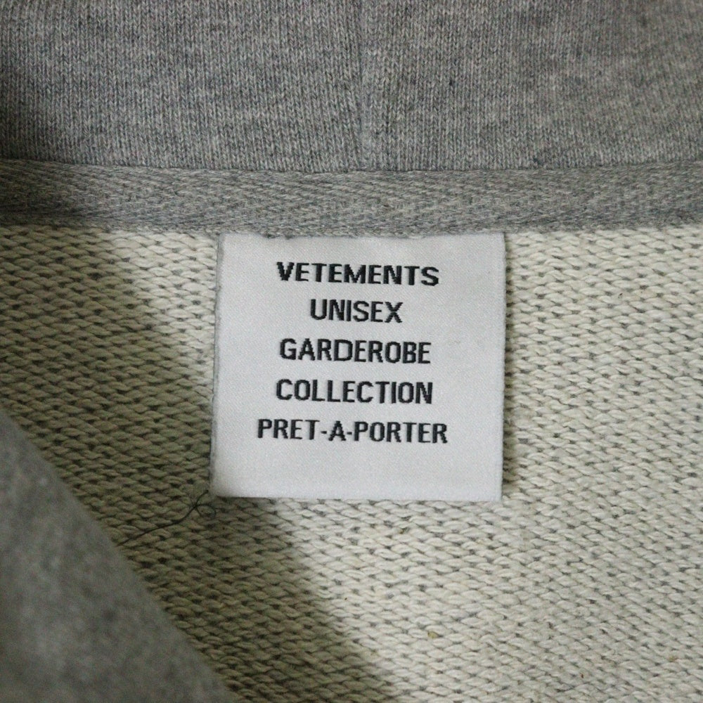 VETEMENTS(ヴェトモン) 21AW LOGO TAPE HOODIE ロゴテープ プルオーバーパーカー グレー UA52TR750G