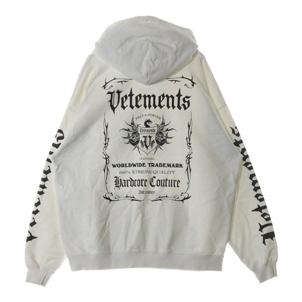 VETEMENTS(ヴェトモン) 21SS Black Label Logo Hoodie ブラックレーベル プリントプルオーバーパーカー ホワイト UA52TR900W