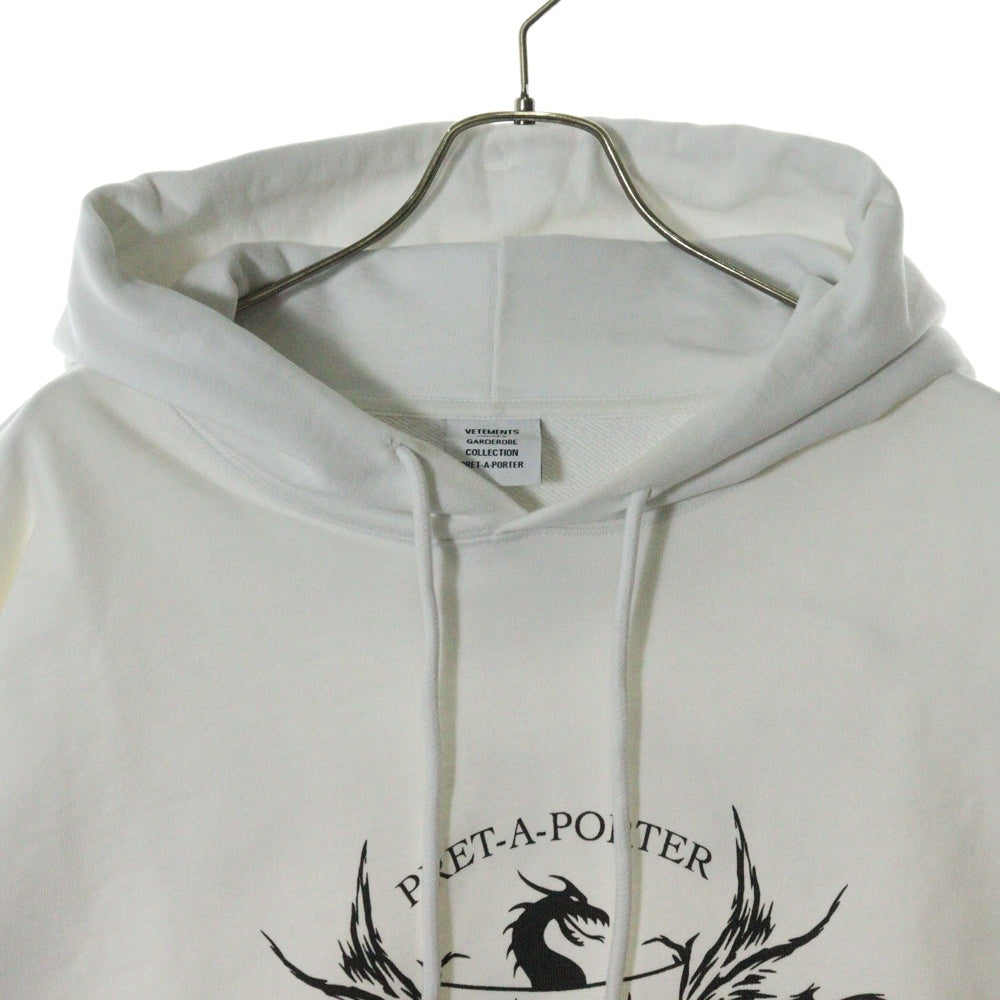 VETEMENTS(ヴェトモン) 21SS Black Label Logo Hoodie ブラックレーベル プリントプルオーバーパーカー ホワイト UA52TR900W