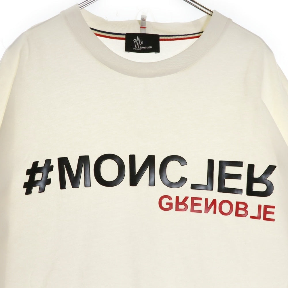 MONCLER GRENOBLE(モンクレールグルノーブル) 22AWT-SHIRT MANICA CORTA ラバーロゴプリント 半袖Tシャツ クルーネックカットソー ホワイト H20978C00005