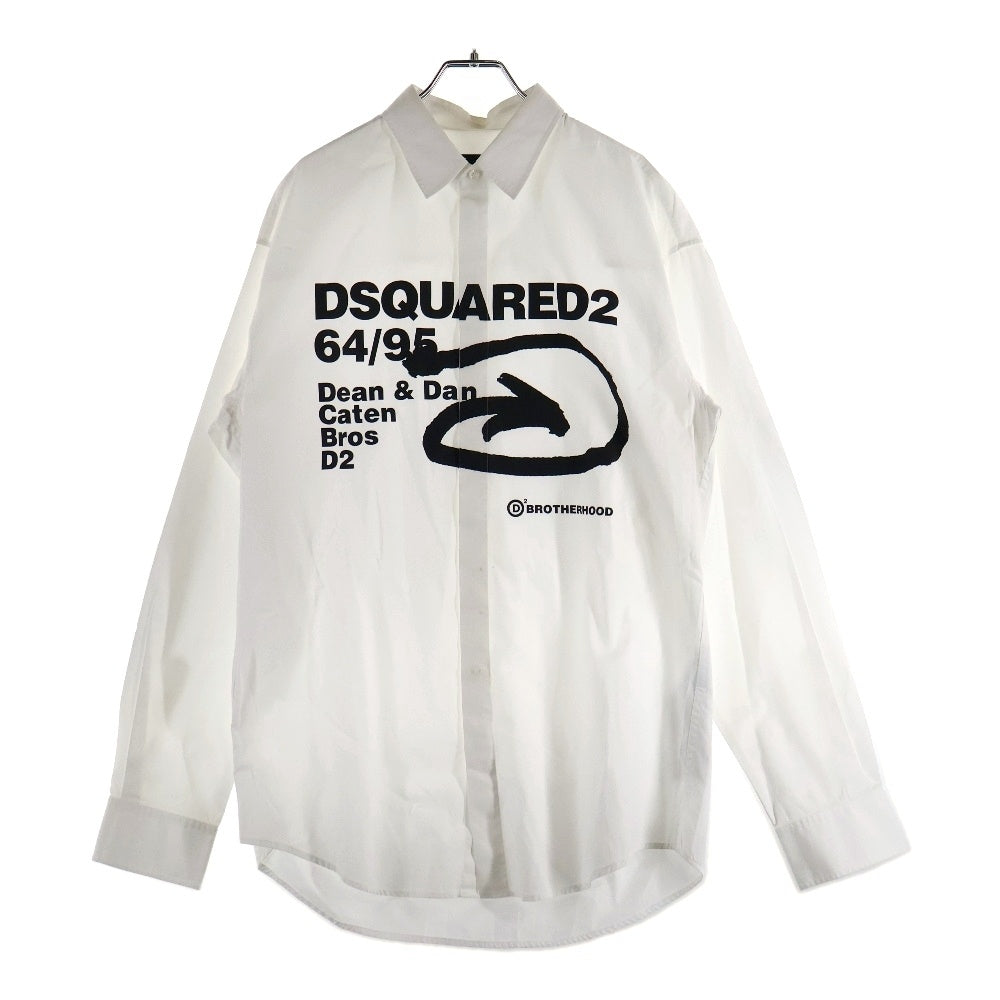 DSQUARED2(ディースクエアード) 22SS フロントプリント 比翼長袖シャツ ホワイト S74DM0584