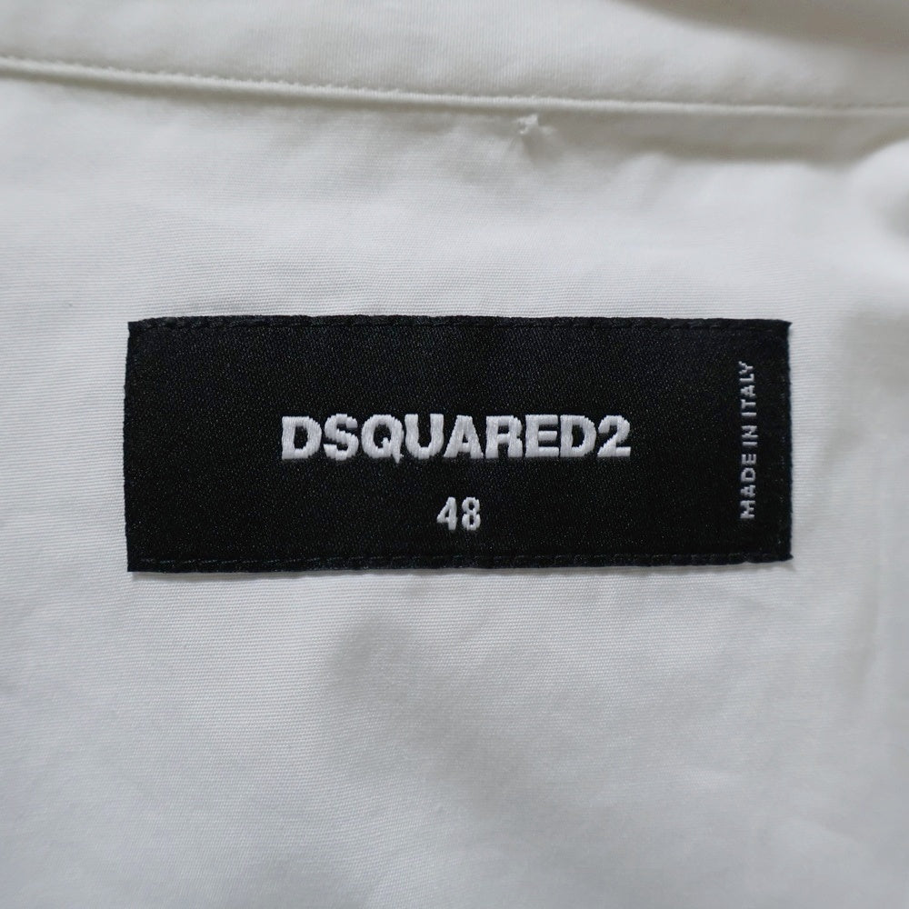 DSQUARED2(ディースクエアード) 22SS フロントプリント 比翼長袖シャツ ホワイト S74DM0584