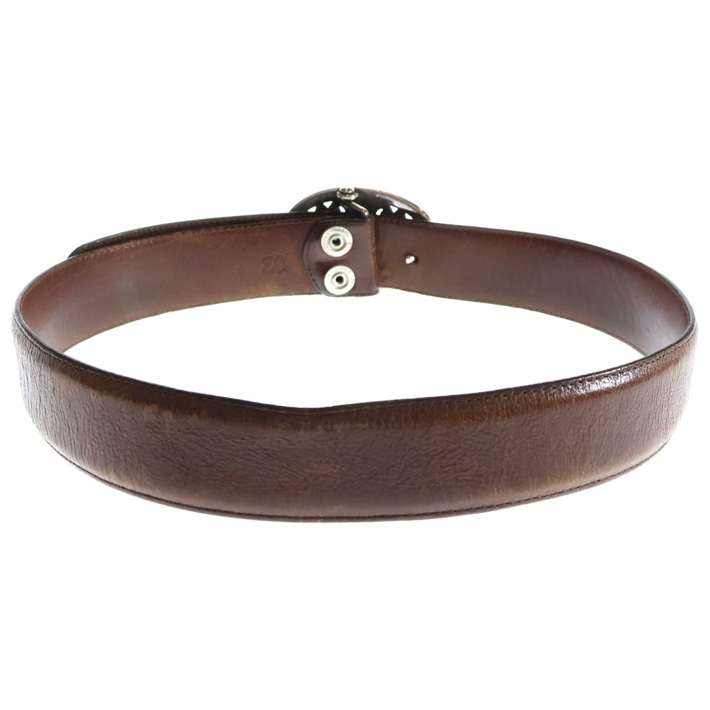 CHROME HEARTS(クロムハーツ) OVAL CROSS STRAP1.5クラシックオーバルクロスバックル レザーベルト シルバー/ブラウン BCA359