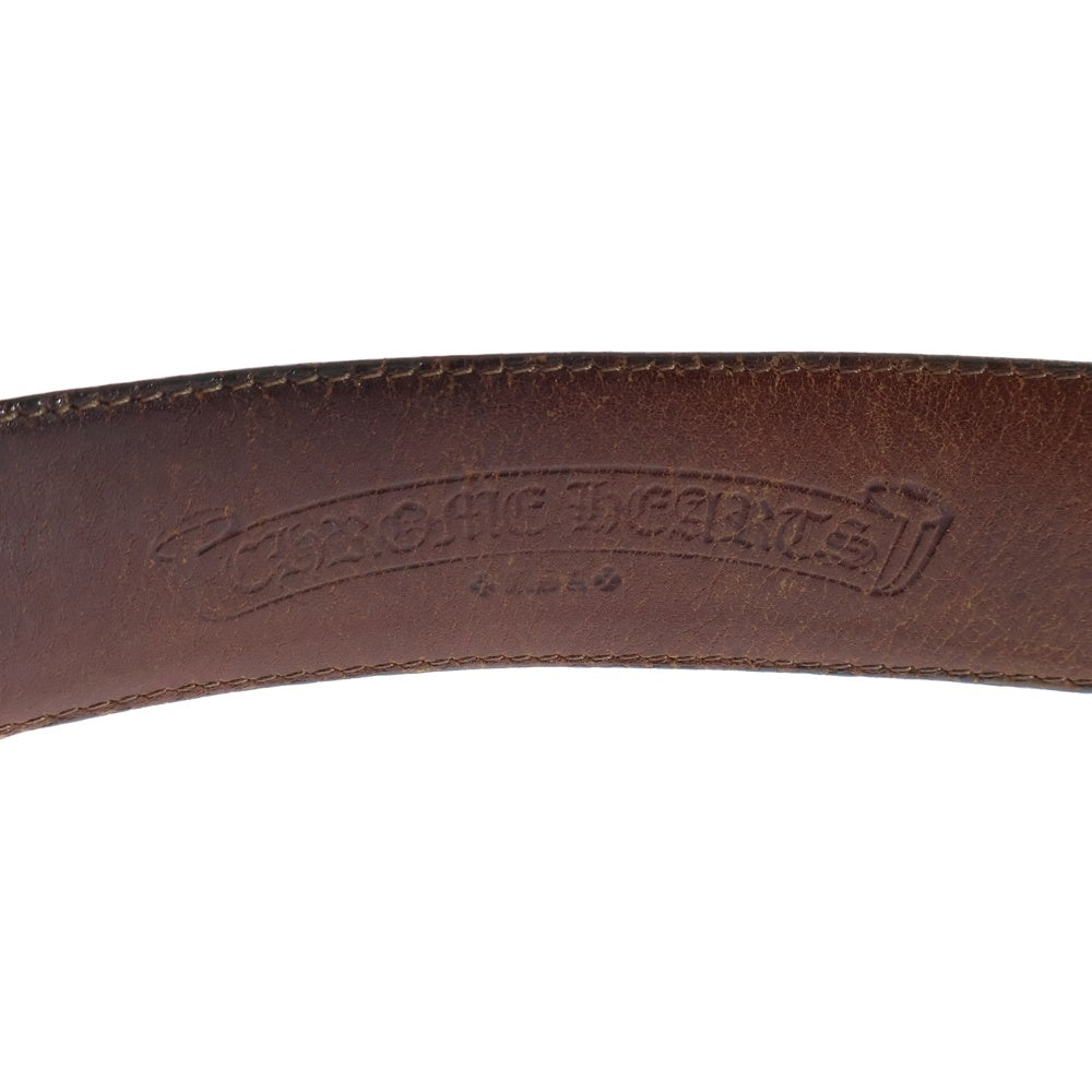 CHROME HEARTS(クロムハーツ) OVAL CROSS STRAP1.5クラシックオーバルクロスバックル レザーベルト シルバー/ブラウン BCA359