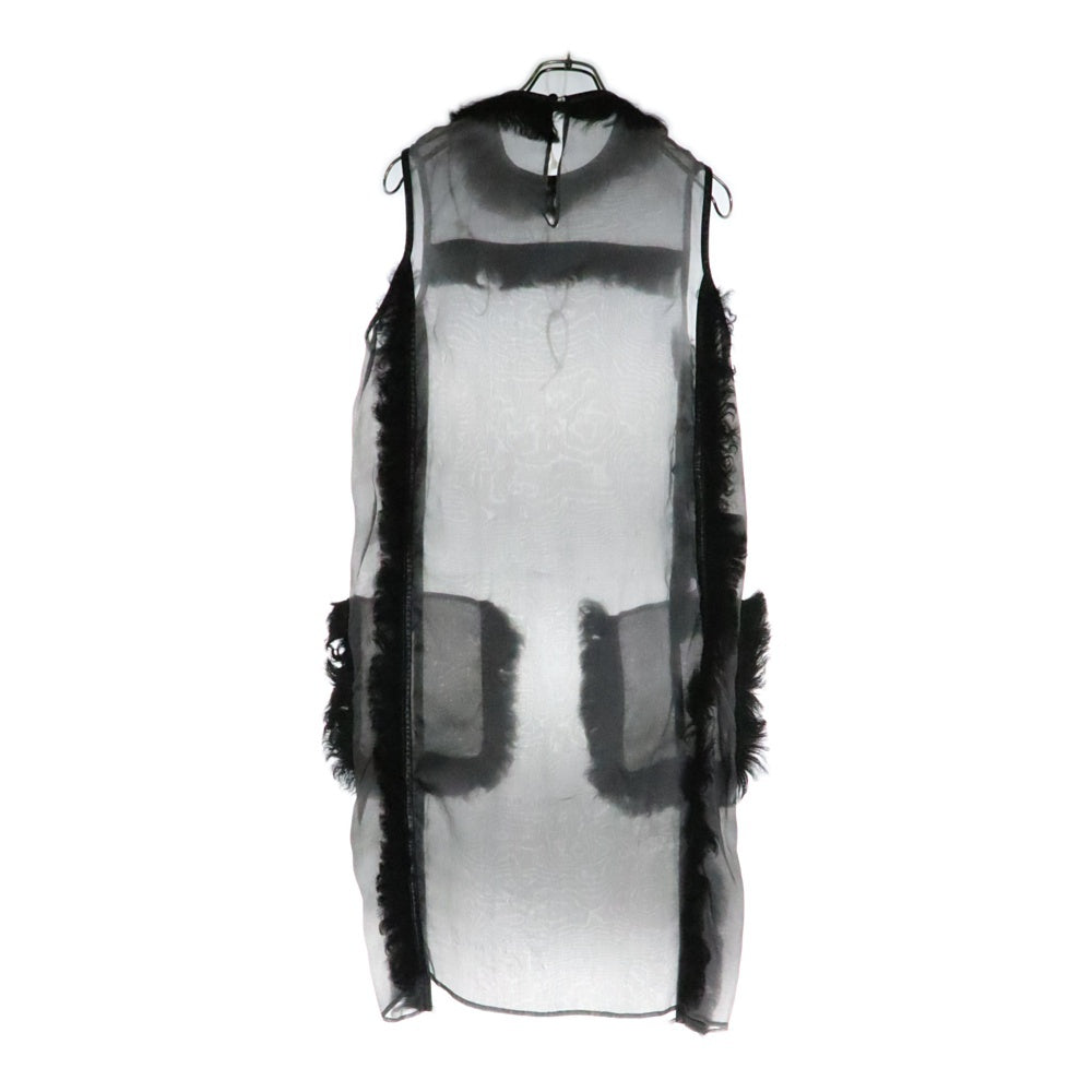 PRADA(プラダ) ファー装飾 シルクノースリーブワンピース グレー P30L5Y S142 1H6R