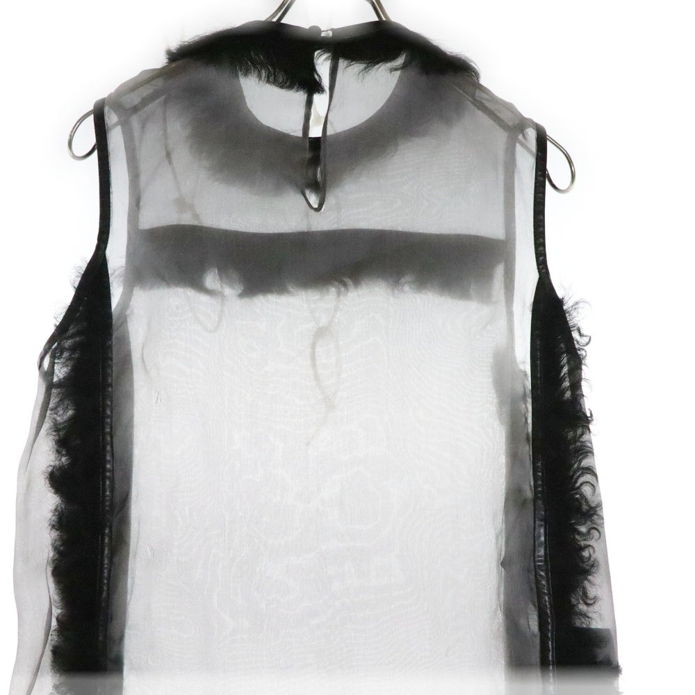 PRADA(プラダ) ファー装飾 シルクノースリーブワンピース グレー P30L5Y S142 1H6R