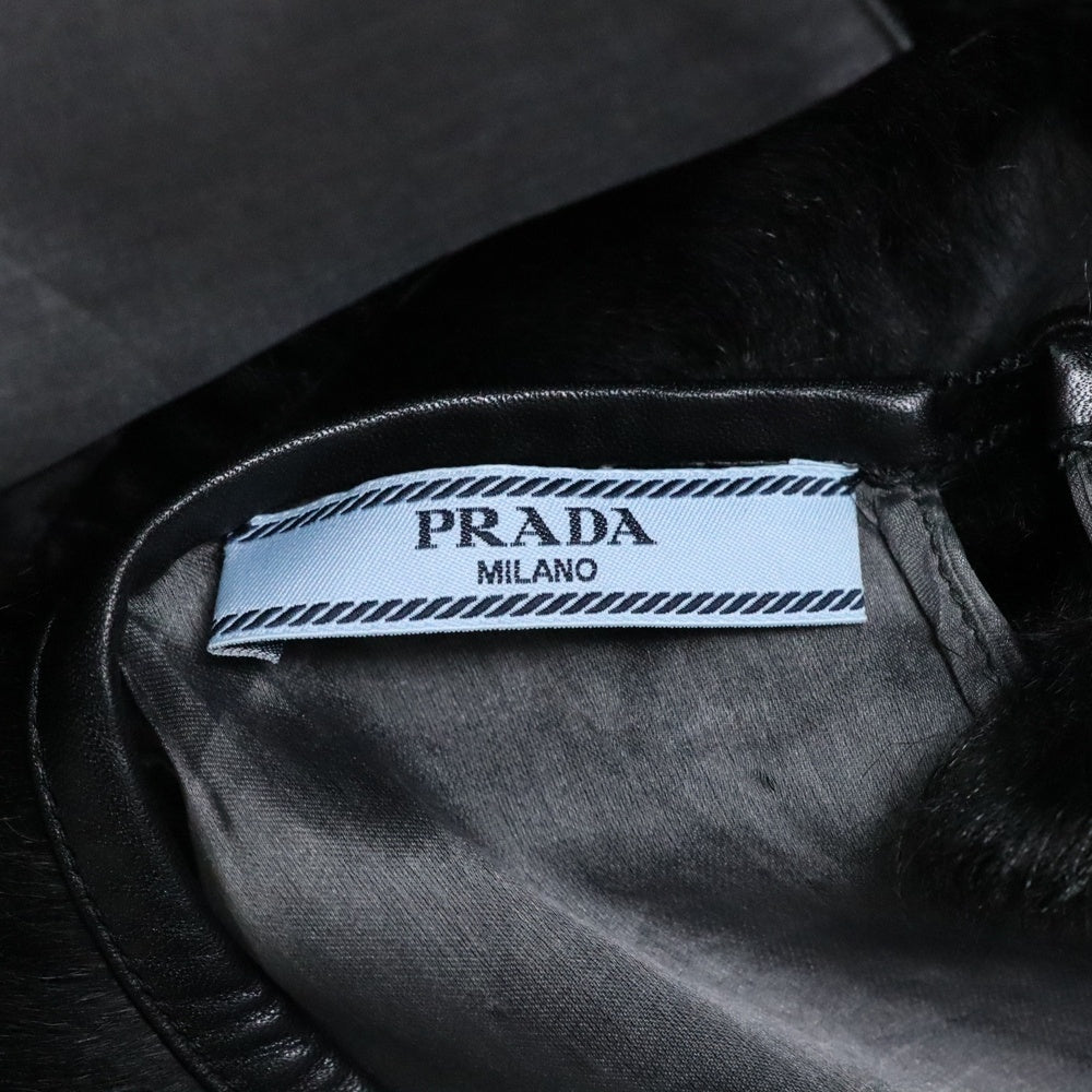 PRADA(プラダ) ファー装飾 シルクノースリーブワンピース グレー P30L5Y S142 1H6R