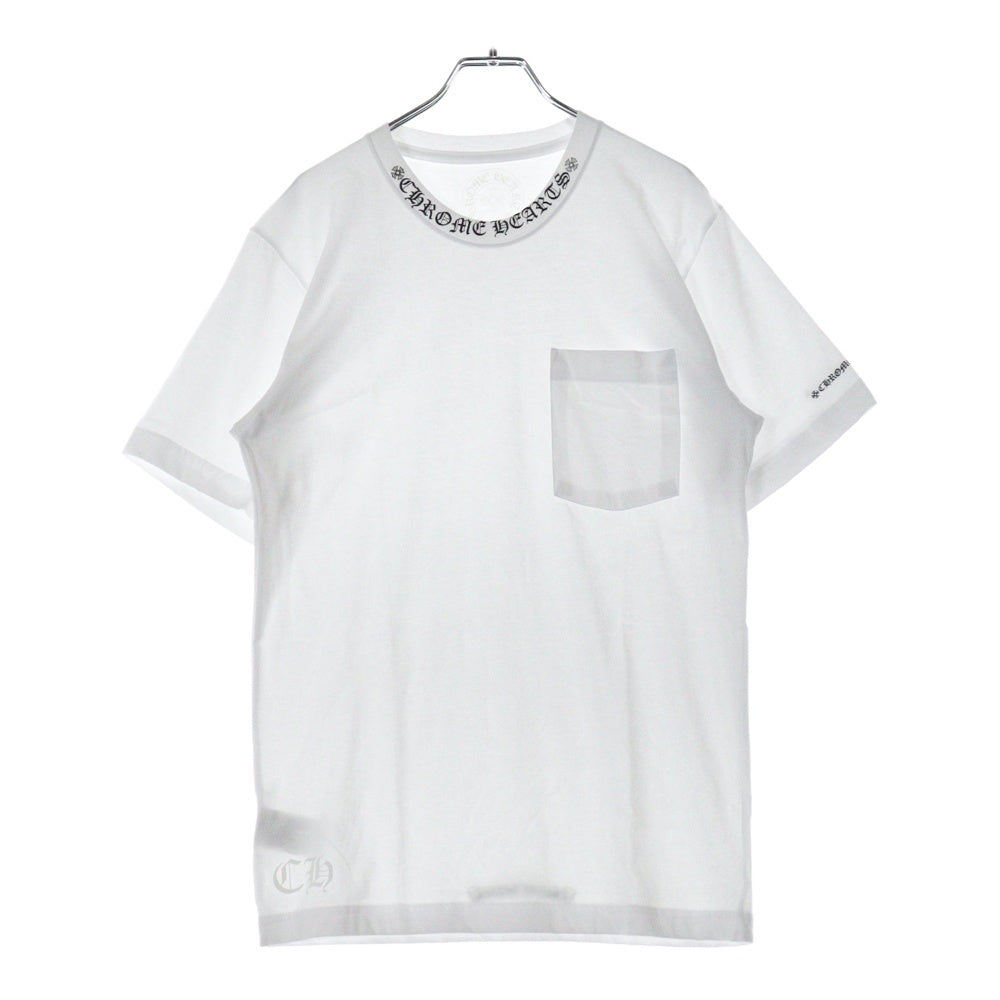 CHROME HEARTS(クロムハーツ) CH T-SHRT 1 ネックロゴプリント クルーネック半袖Tシャツ ホワイト/ブラック