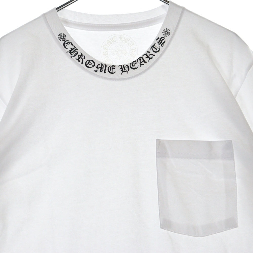 CHROME HEARTS(クロムハーツ) CH T-SHRT 1 ネックロゴプリント クルーネック半袖Tシャツ ホワイト/ブラック