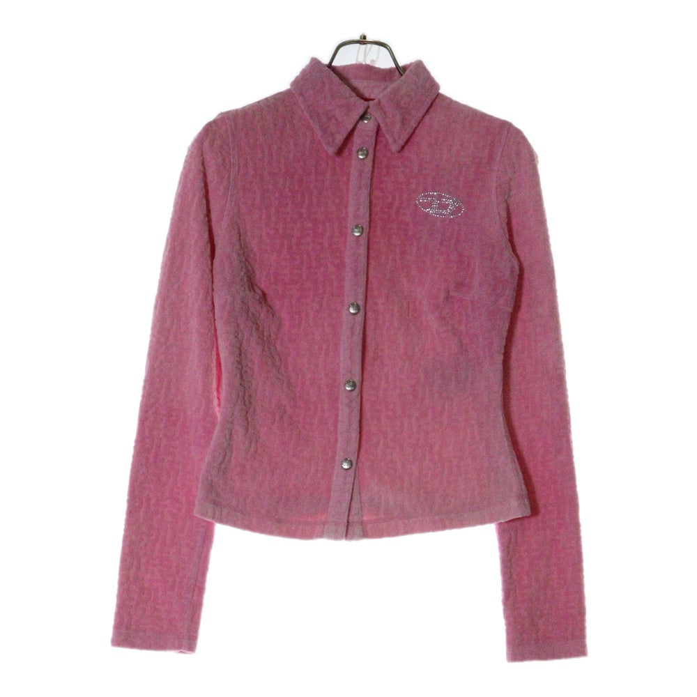 DIESEL(ディーゼル) 23AW モノグラム ジャガード Dロゴラインストーン シャツジャケット ピンク A10414 ONIAA レディース