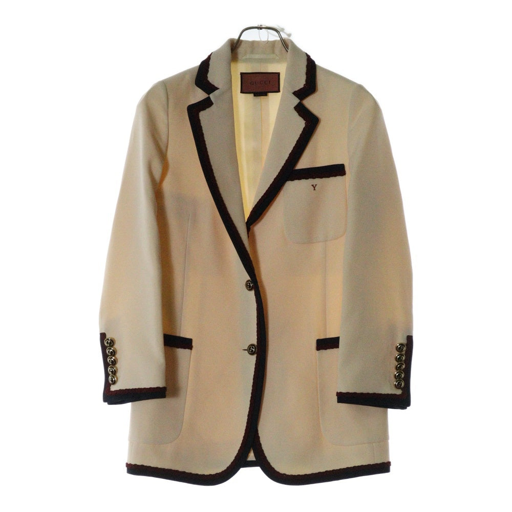 GUCCI(グッチ) GGロゴボタン シルク ウール ブレザー テーラードジャケット ベージュ 614151 ZAD05