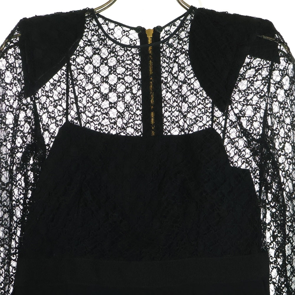 GUCCI(グッチ) GGロゴレース切替 シースルーワンピース ブラック レディース 678693 XJDYO