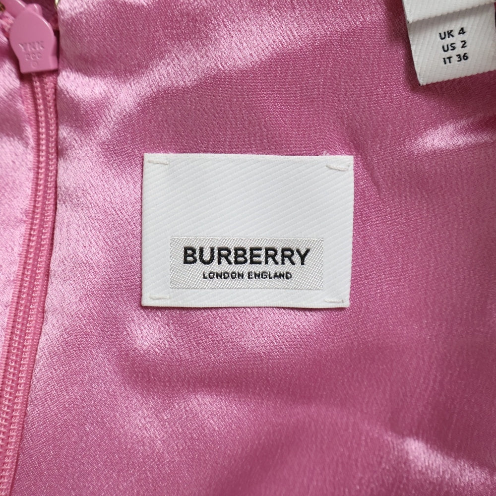BURBERRY(バーバリー) バックジップ Vネック レディース シルク ワンピース ピンク