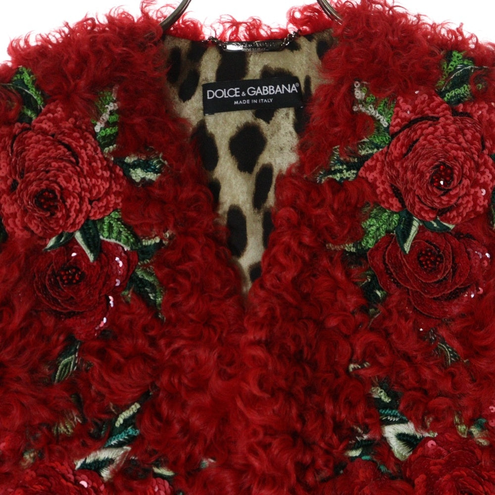DOLCE & GABBANA(ドルチェアンドガッバーナ) Flower Sequins Best フラワースパンコール レディース ベスト レッド F79Q7Z