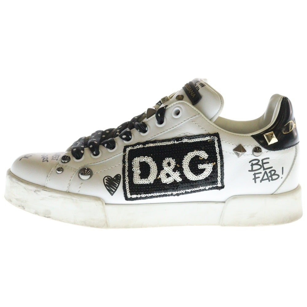 DOLCE & GABBANA(ドルチェアンドガッバーナ) サイドロゴスパンコール グラフィティ ローカットスニーカー ホワイト CK 1563 ホワイト