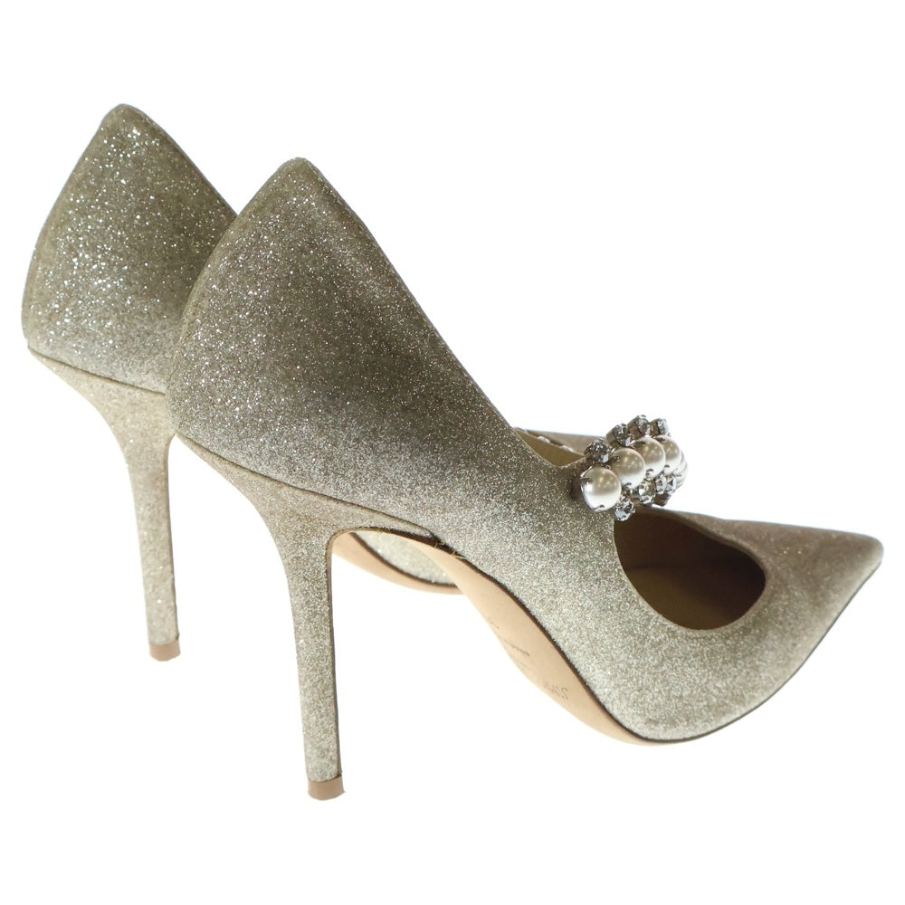 JIMMY CHOO(ジミーチュウ) ラインストーン フェイクパール レディース パンプス ゴールド
