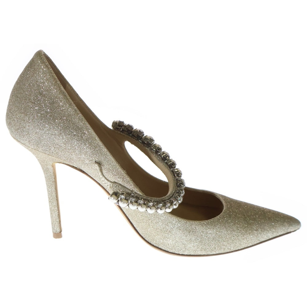 JIMMY CHOO(ジミーチュウ) ラインストーン フェイクパール レディース パンプス ゴールド