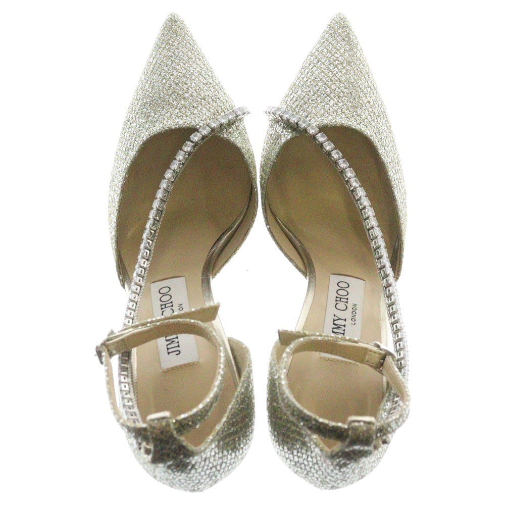 JIMMY CHOO(ジミーチュウ) クリスタルストラップ レディース パンプス ゴールド
