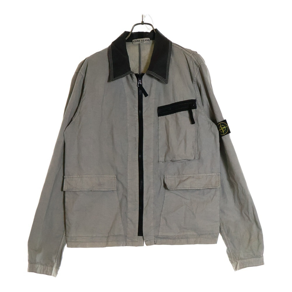 STONE ISLAND(ストーンアイランド) 襟切替 コンパスロゴ ワッペン付き ジップアップジャケット グレー 44154139