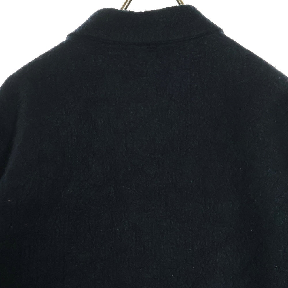 STONE ISLAND(ストーンアイランド) フリース素材 ワッペン付き コンパスロゴ 2ポケットシャツジャケット ブラック 3915M618