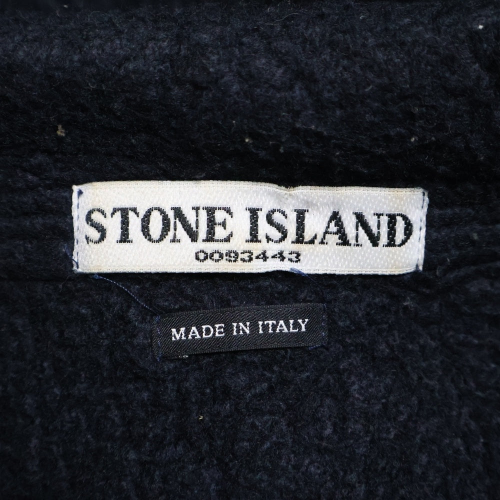 STONE ISLAND(ストーンアイランド) フリース素材 ワッペン付き コンパスロゴ 2ポケットシャツジャケット ブラック 3915M618