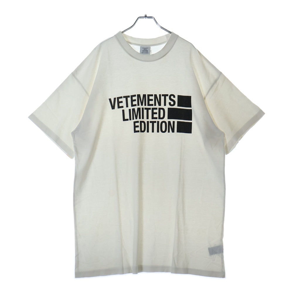VETEMENTS(ヴェトモン) 21SS Limited Edition Big Logo Tee フロントプリント クルーネック オーバーサイズ 半袖Tシャツ ホワイト UE51TR810P