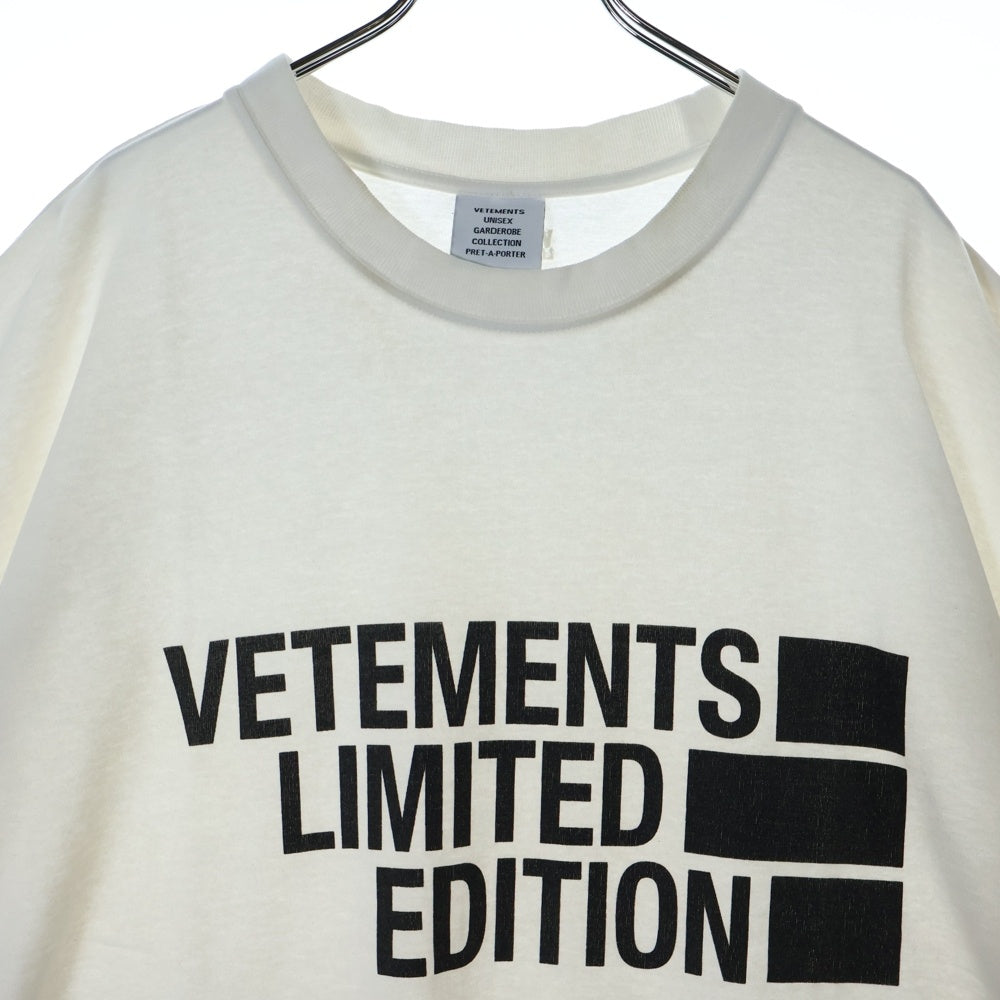 VETEMENTS(ヴェトモン) 21SS Limited Edition Big Logo Tee フロントプリント クルーネック オーバーサイズ 半袖Tシャツ ホワイト UE51TR810P