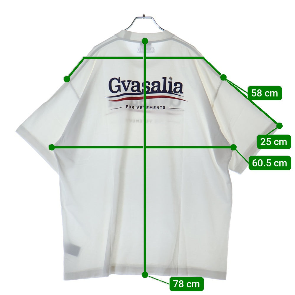 VETEMENTS(ヴェトモン) 21SS GVASALIA S/S TEE ヴァザリア 半袖Tシャツ ホワイト UA52TR220W