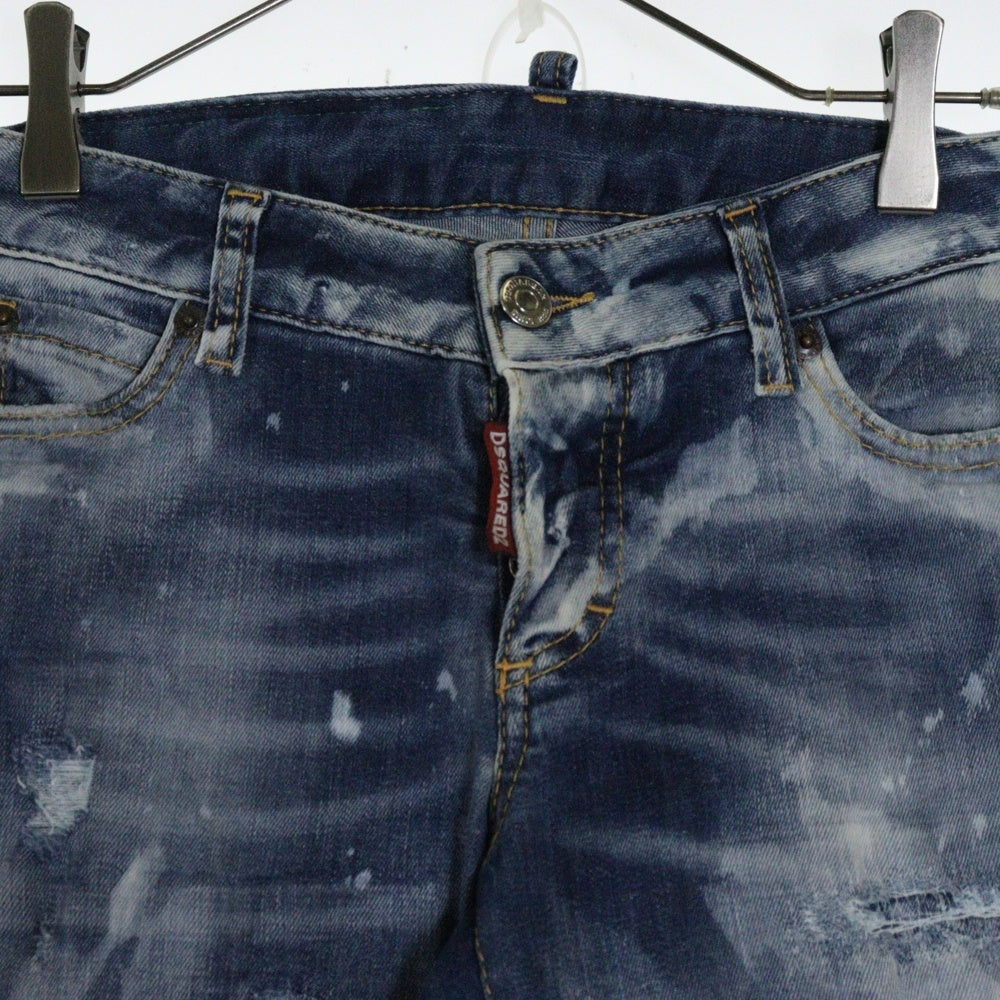 DSQUARED2(ディースクエアード) JENNIFER CROPPED JEAN ジェニファークロップドジーン ダメージ加工 スキニーデニムパンツ インディゴ S75LB0645