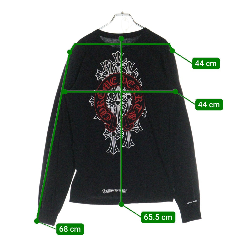 CHROME HEARTS(クロムハーツ) CEMETERY L/S TEE バックセメタリープリント クルーネック 長袖Tシャツ ブラック
