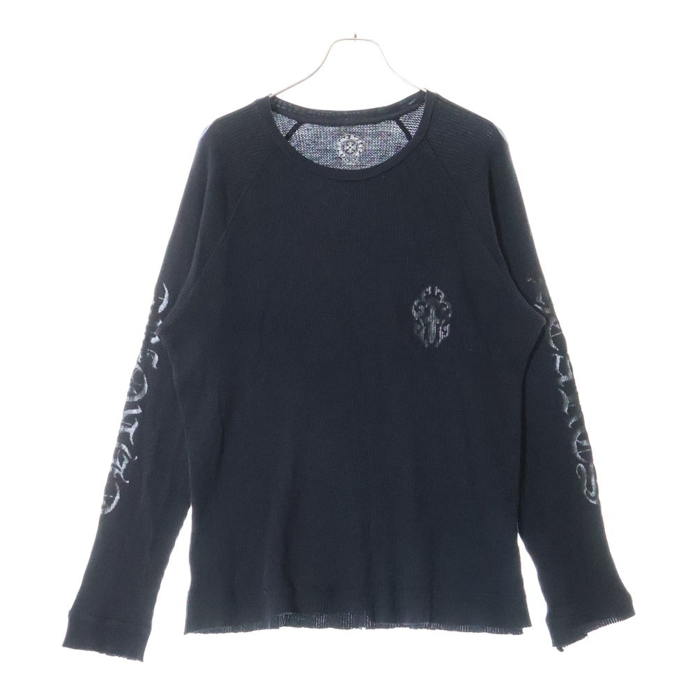 CHROME HEARTS(クロムハーツ) OLD VINE DAGGER フロントヴァインダガー サーマル クルーネック 長袖Tシャツ ブラック