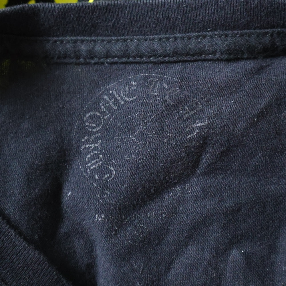 CHROME HEARTS(クロムハーツ) CH PLUS フロントCHプラスプリント 袖フローラルクロスプリント クルーネック 長袖Tシャツ ブラック/イエロー
