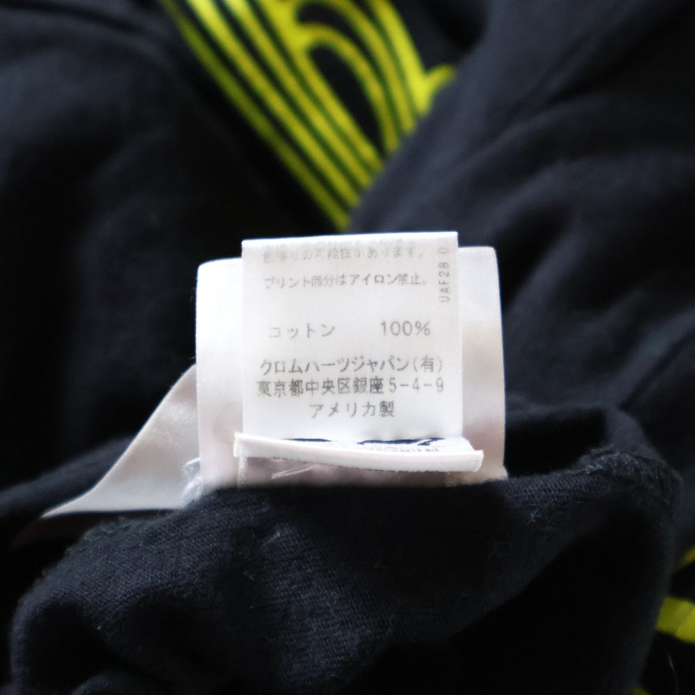 CHROME HEARTS(クロムハーツ) CH PLUS フロントCHプラスプリント 袖フローラルクロスプリント クルーネック 長袖Tシャツ ブラック/イエロー
