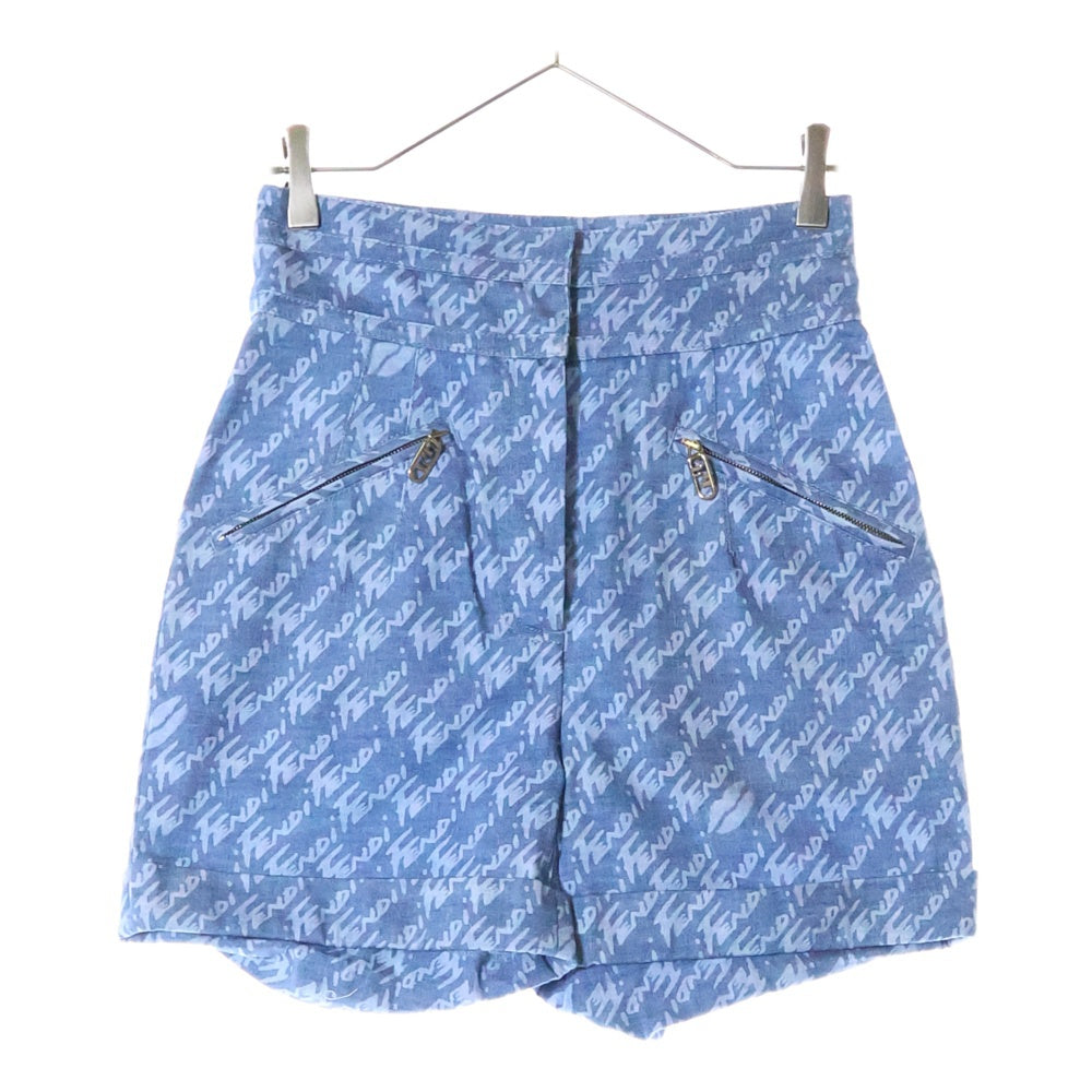 FENDI(フェンディ) ロゴ総柄 ハーフパンツ ショーツ レディース ブルー FLP763
