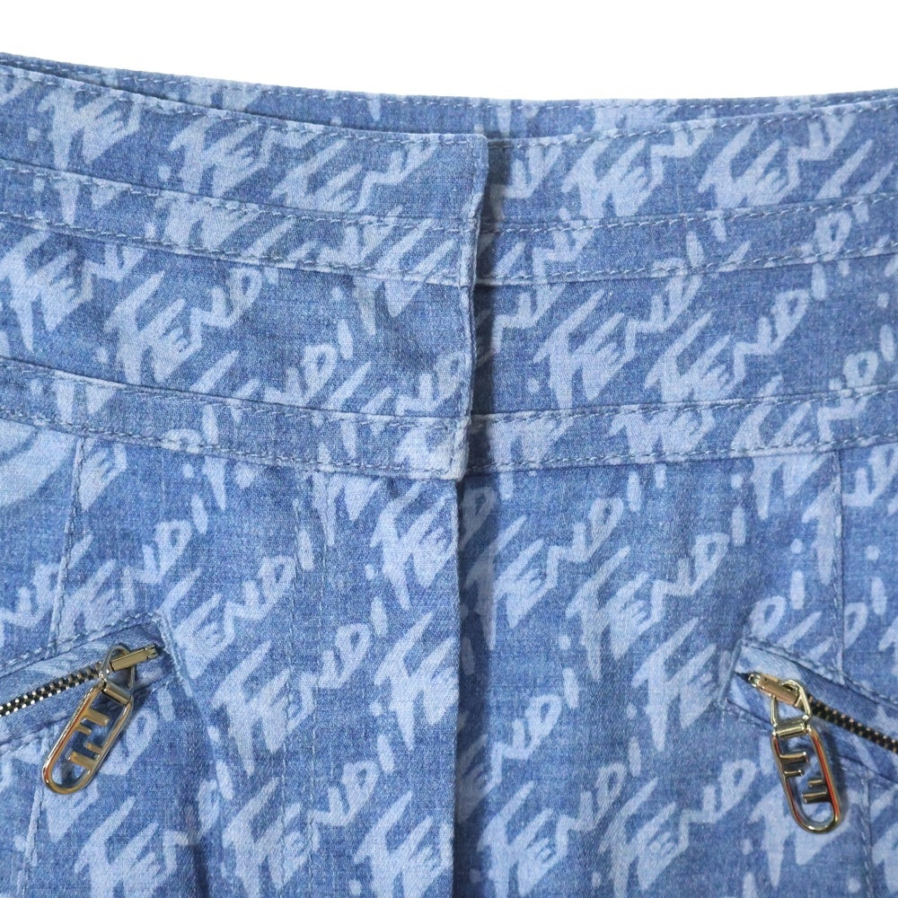 FENDI(フェンディ) ロゴ総柄 ハーフパンツ ショーツ レディース ブルー FLP763