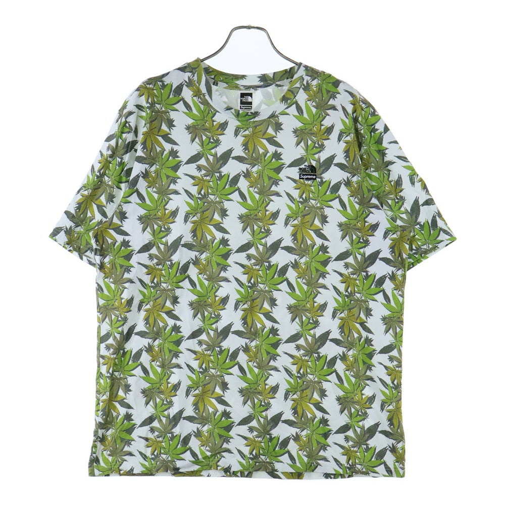 SUPREME(シュプリーム) 23AW ×THE NORTH FACE Leaf S/S Top ザノースフェイス リーフショートスリーブトップ プリント半袖Tシャツ ホワイト/グリーン NT52303I