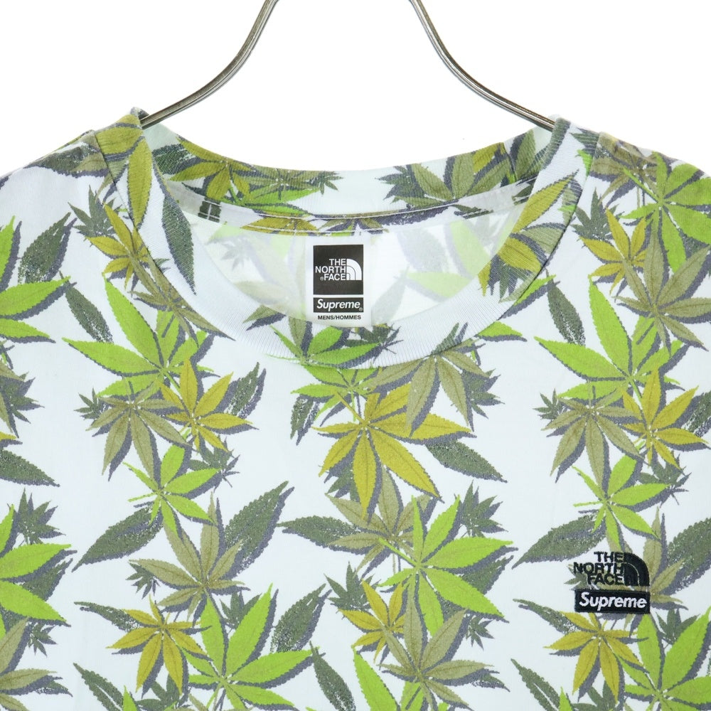 SUPREME(シュプリーム) 23AW ×THE NORTH FACE Leaf S/S Top ザノースフェイス リーフショートスリーブトップ プリント半袖Tシャツ ホワイト/グリーン NT52303I
