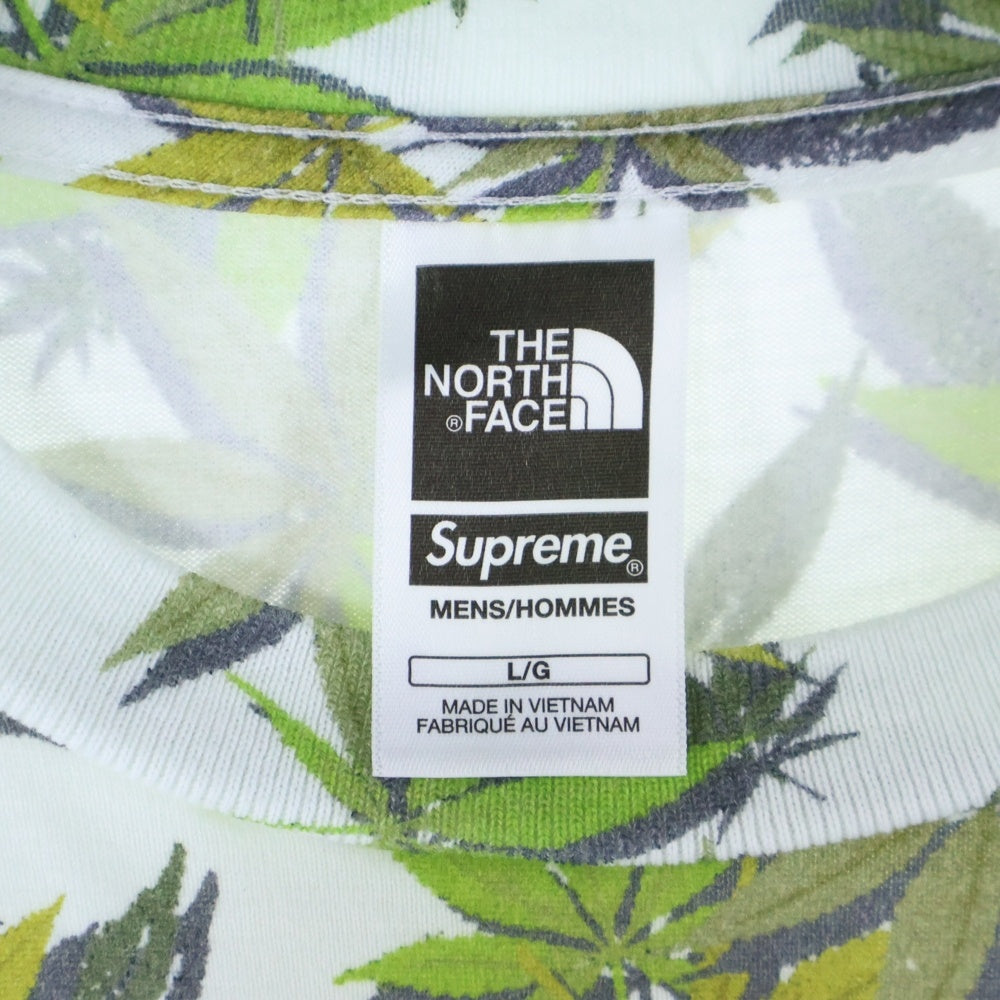 SUPREME(シュプリーム) 23AW ×THE NORTH FACE Leaf S/S Top ザノースフェイス リーフショートスリーブトップ プリント半袖Tシャツ ホワイト/グリーン NT52303I