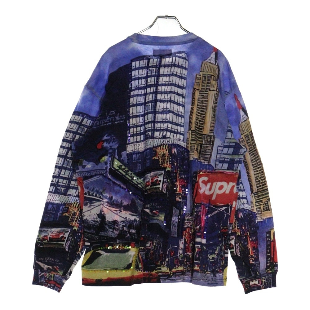 SUPREME(シュプリーム) 25SS Skyline Sequin L/S Top スカイラインシークイン ロングスリーブカットソー 長袖Tシャツ ブルー