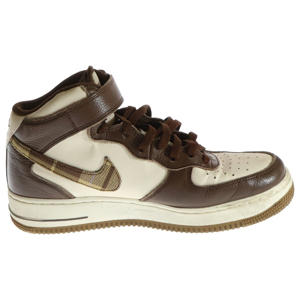 NIKE(ナイキ) Air Force 1 Mid Plaid DV0792-100 エアーフォース 1 ミッド ハイカットスニーカー ブラウン/ホワイト US8/26cn