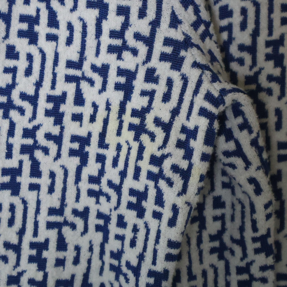 DIESEL(ディーゼル) K-OBE-ZIP ロゴ総柄 ジップアップ ニット ジャケット ブルー/ホワイト A10197 0LGAQ