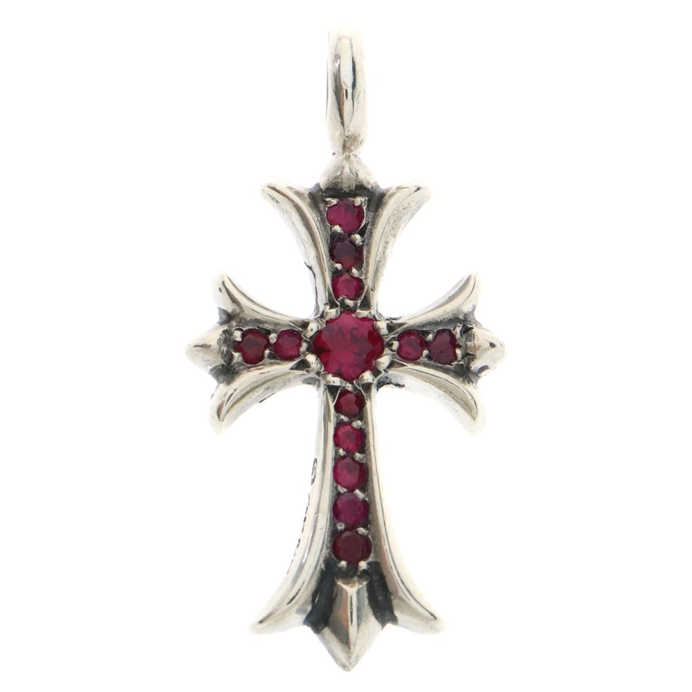 CHROME HEARTS(クロムハーツ) TNY CRSF P RUBY タイニーファットクロス PAVEルビー ペンダント シルバーネックレストップ