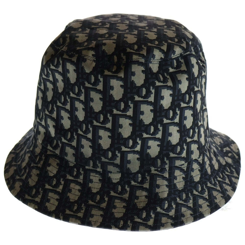 Christian Dior(クリスチャンディオール) Teddy-D オブリーク総柄 無地 リバーシブルバケットハット ネイビー 95TDD923A130