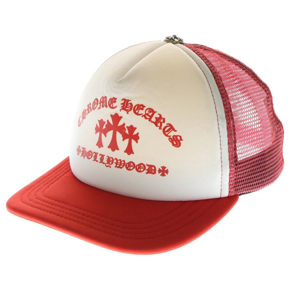 CHROME HEARTS(クロムハーツ) King Taco Trucker Cap キングタコ トラッカーキャップ クロスボールボタン メッシュ帽子 レッド/ホワイト
