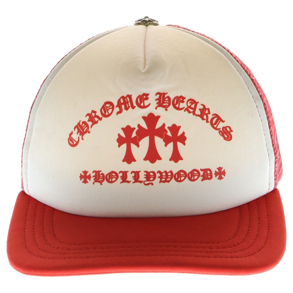 CHROME HEARTS(クロムハーツ) King Taco Trucker Cap キングタコ トラッカーキャップ クロスボールボタン メッシュ帽子 レッド/ホワイト